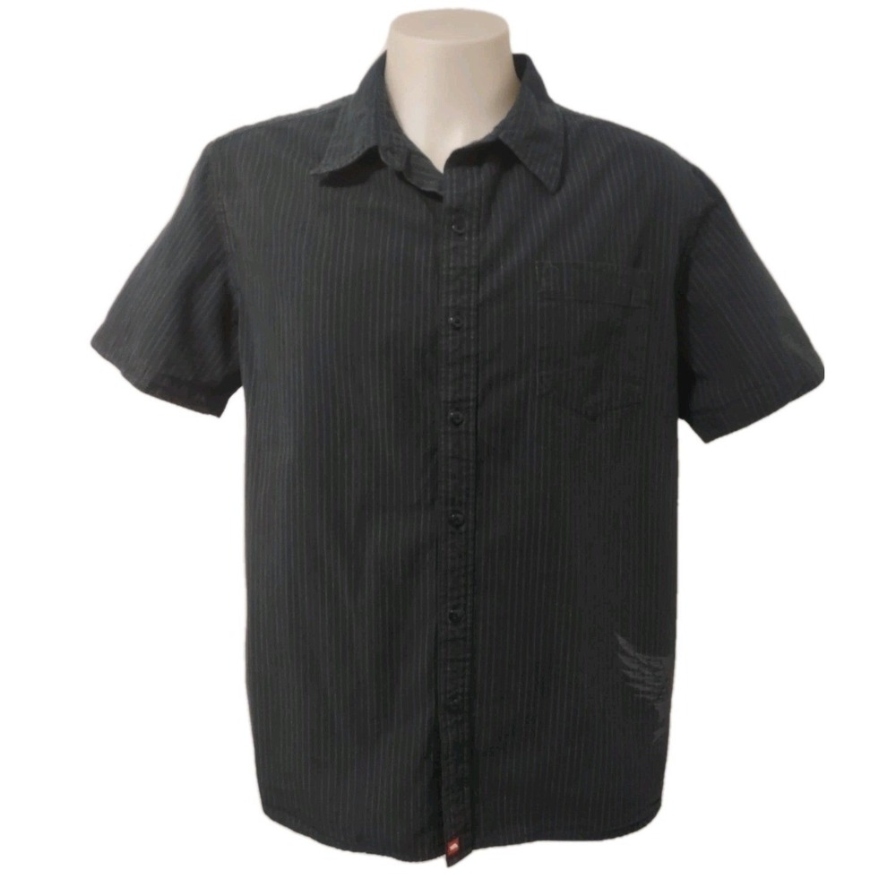 Tony Hawk Shirt Mens Size XL Button Down Short Sleeve Collared Pocket Logo Black